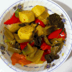 Овощи тушенные без масла, с соевым соусом.