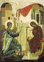 Благовещение. Икона Андрея Рублева, 1427—1430.