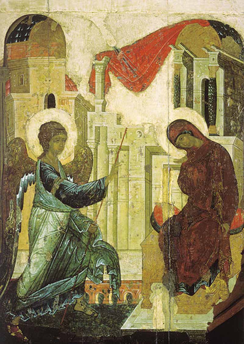 Благовещение. Икона Андрея Рублева, 1427—1430, Андроников монастырь.