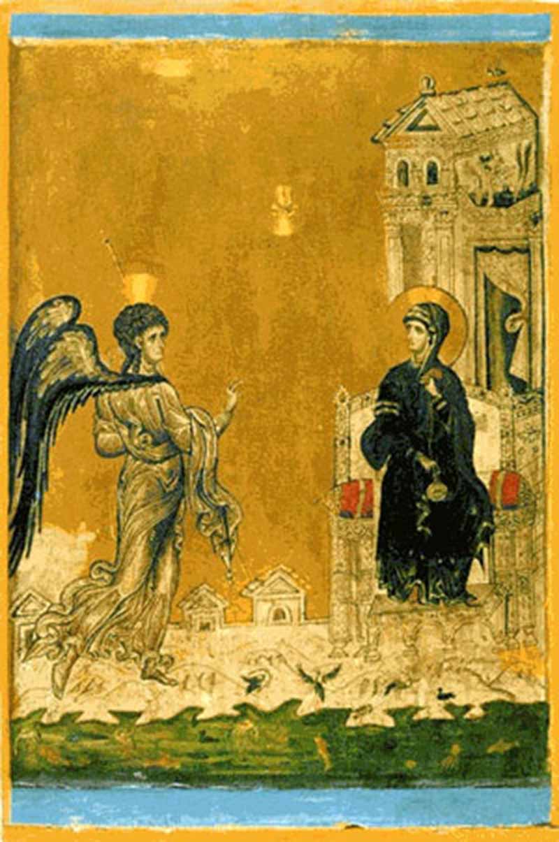 Благовещение. Византийская икона, XIII век.