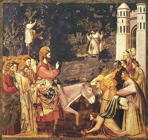 Вход Господень в Иерусалим. Джотто ди Бондоне Джотто. Фреска Капеллы Скровеньи, 1305 год.