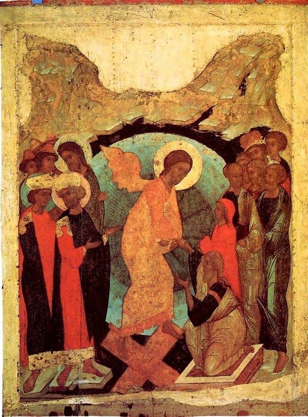 Сошествие во ад. Икона Андрея Рублёва, 1408 г.