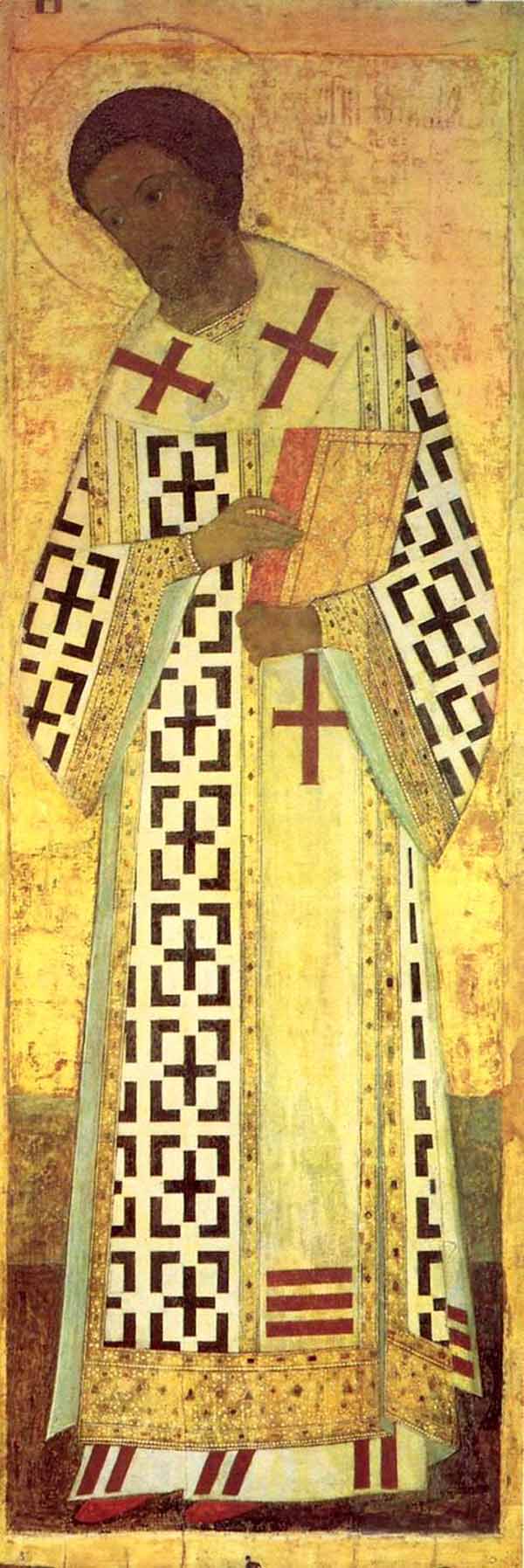 Святитель Иоанн Златоуст. 347-407гг. Икона А. Рублева. 1408.