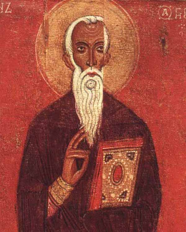 Иоанн Лествичник (579—649гг.) — христианский богослов, византийский философ, игумен Синайского монастыря.Новгородская икона, XIII век.