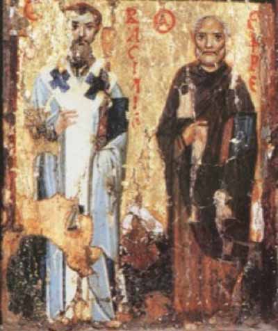 Избранные святые. Икона. Византия. X в. 34,5 х 25,2. Монастырь св. Екатерины на Синае. Египет.