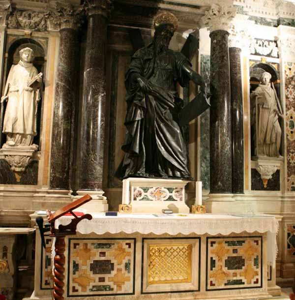 Останки св. Апостола Андрея хранятся под мраморным саркофагом, который используется в качестве престола.