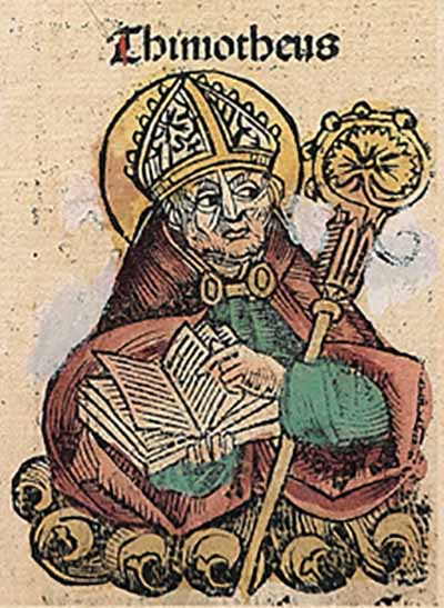 Образ Тимофея, 1-го епископа Эфесского из Нюрнбергской Хроники Хартмана Шеделя, (1493).