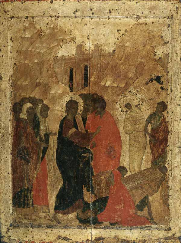 Воскрешение Лазаря. Икона. Андрей Рублев. 1405 г.