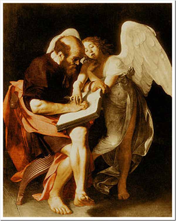 Апостол Матфей с ангелом. Караваджо. 1598 г. Берлин.  