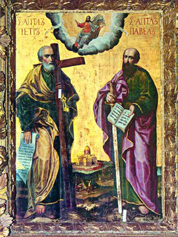 Апостолы Петр и Павел. Икона. Кон. Карп Золотарев 1694 г.  (ЦМиАР).